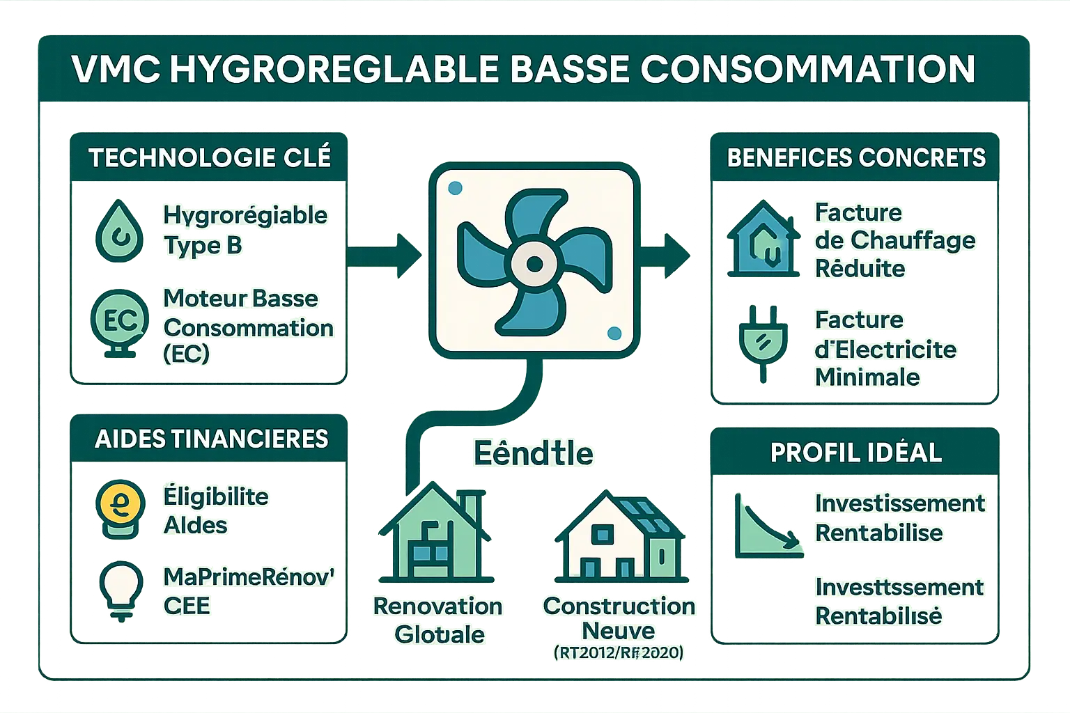 Illustration d'une VMC hygroréglable basse consommation